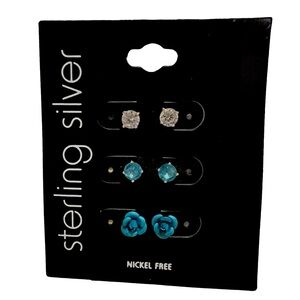 COPY - COPY - 🌹Sterling Silver🌹 3 Stud Earrings Set